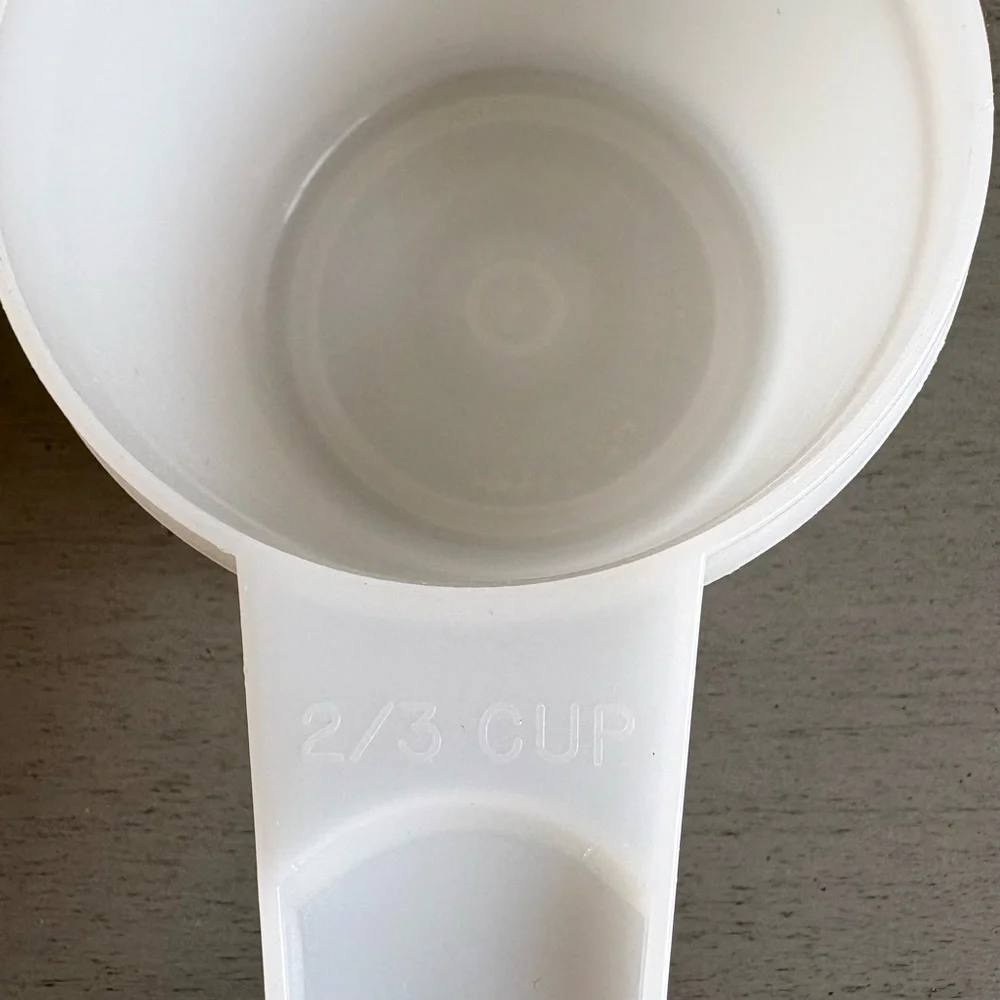 VTG Tupperware White Clear Measuring Cups Nesting 1 cup, 3/4 cup, 2/3 cup USA